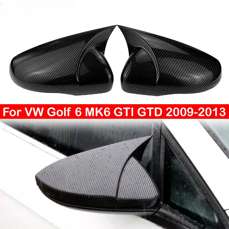 VW Volkswagen Golf 6 MK6 GTI GTD 2009-2013 Car Rearview Side Mirror Cover Wing Cap Exterior Door Case Trim Carbon Fiber Look