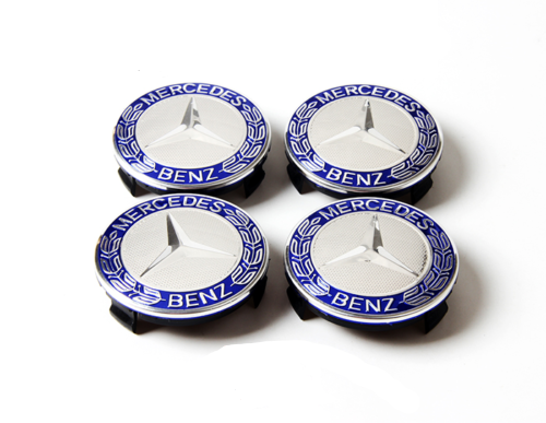 4x Blue Mercedes Benz Alloy Wheel Centre Caps 75mm Badges Hub Emblem