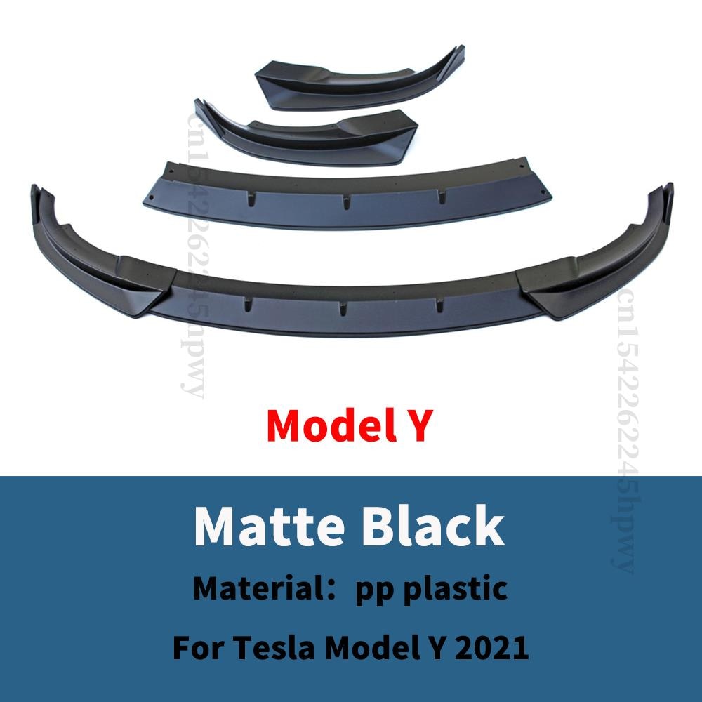 Front Bumper Lip Chin Carbon Fiber Body Kit Spoiler Deflector Tuning Accessories For Tesla Model 3 Y 2017 2018 2019 2020 2021