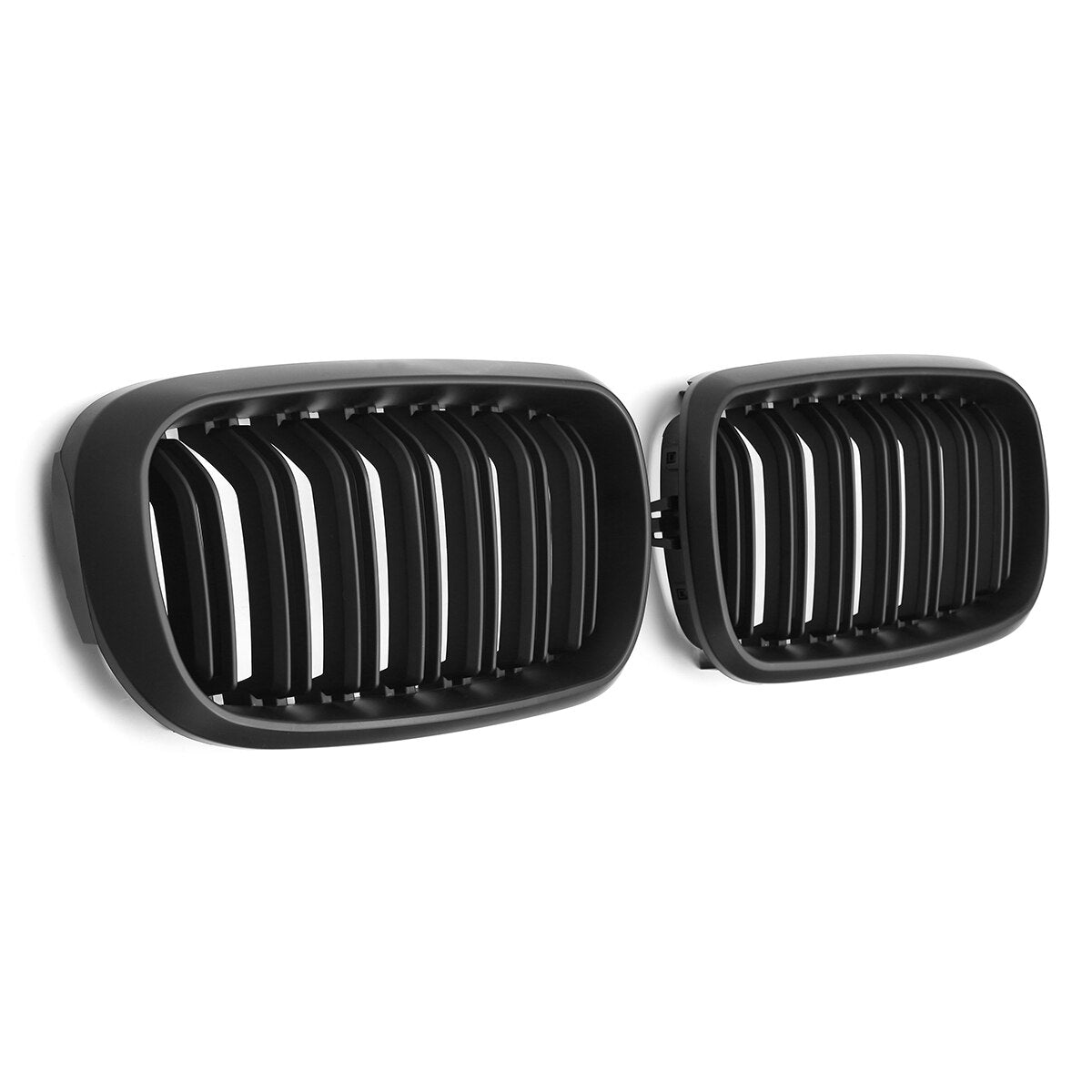 1 Pair Car Glossy/Matte Black Front Bumper Double 2 Slat Kidney Grilles For BMW F15 F16 X5 X6 F85 F86 X5M X6M 2014-2017 Grilles