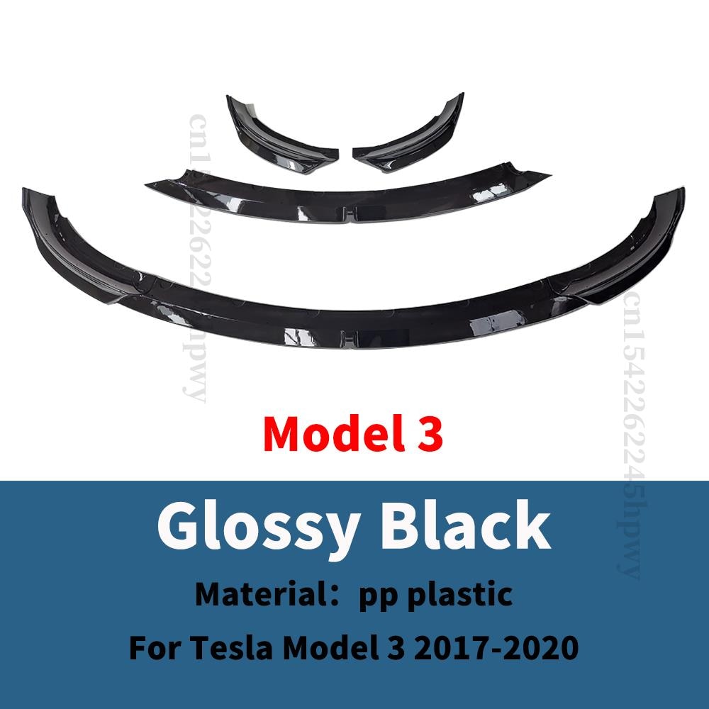 Front Bumper Lip Chin Carbon Fiber Body Kit Spoiler Deflector Tuning Accessories For Tesla Model 3 Y 2017 2018 2019 2020 2021