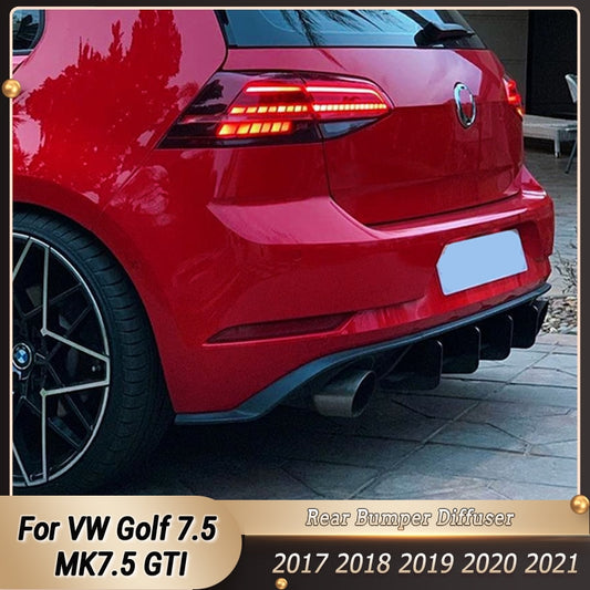 VW Golf 7.5 GTI MK7.5 GTI Facelift Rear Bumper Diffuser Maxton Style Flag Spoiler Splitter Accessories Body Kit 2017-2021