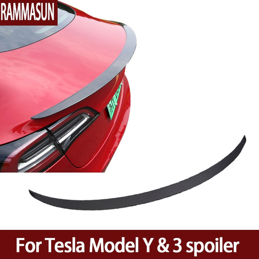 Tesla Model Y Model 3 2022 2023 Accessories Rear Trunk Lip Wing  Back Matte Bright Carbon Fiber Black Spoiler Car Styling