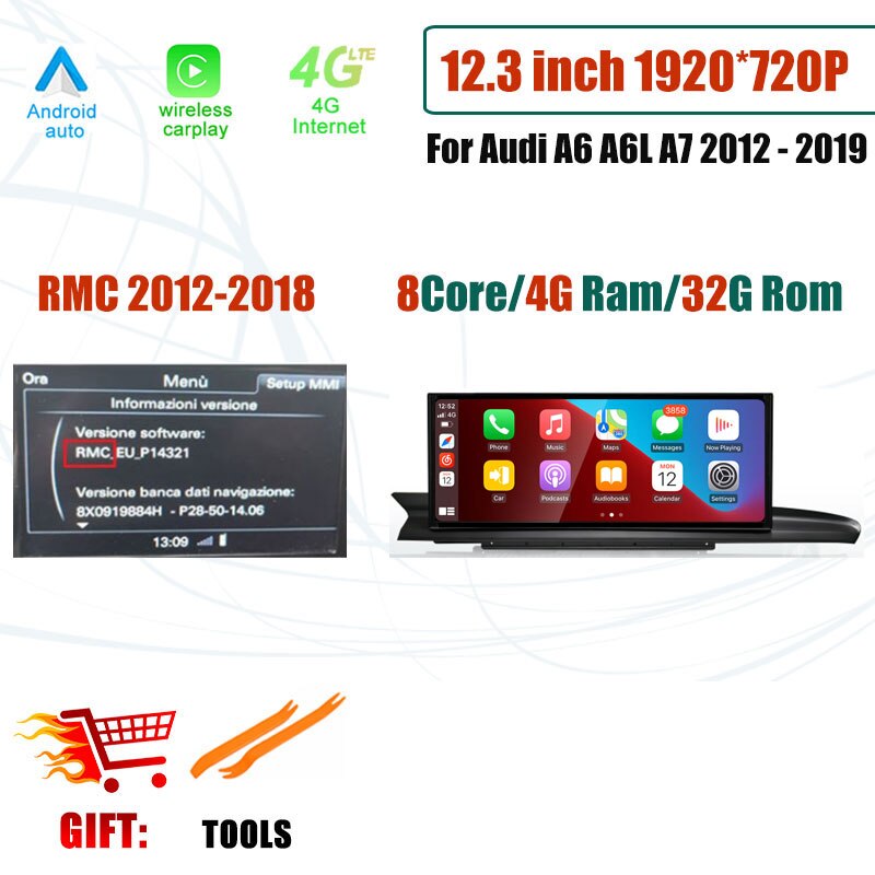 12.3 Inch Android 12 Touch Screen For Audi A6 A6L A7 2012 - 2019 Car Accessories Carplay Monitor Multimedia Auto Radio Player