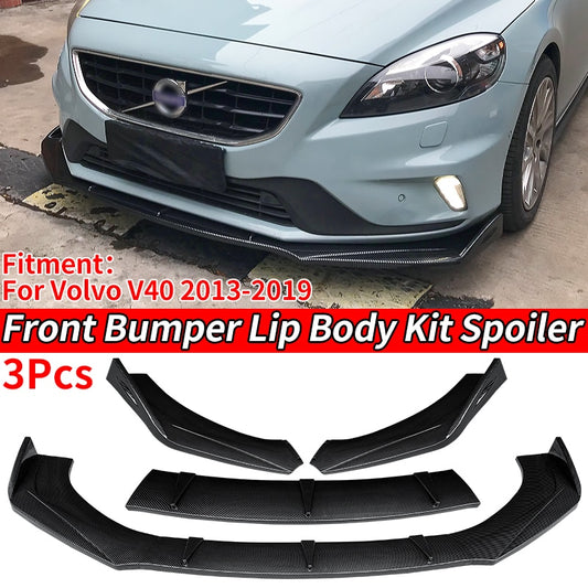 Car Front Bumper Splitter Lip Body Kit Spoiler Diffuser Deflector Accessories Carbon For Volvo V40 Cross Country 2013-2019 2015