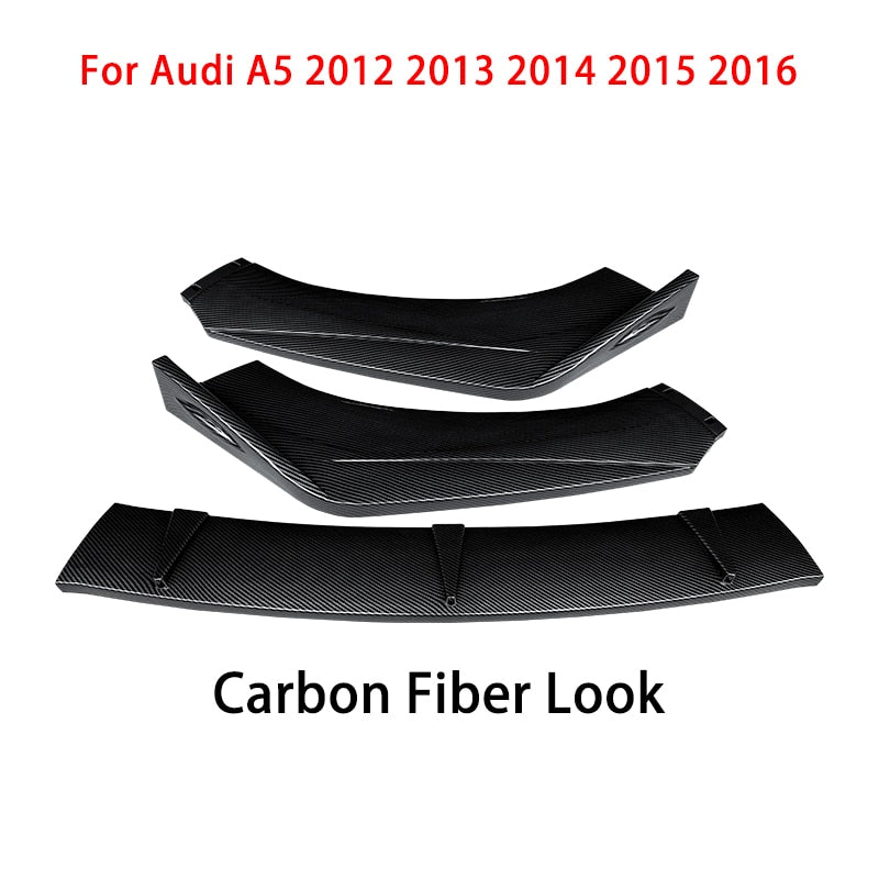 Car Front Bumper Splitter Lip Body Kit Spoiler Diffuser Deflector Carbon Fiber Look Accessories For Audi A5 2012 2014 2015 2016