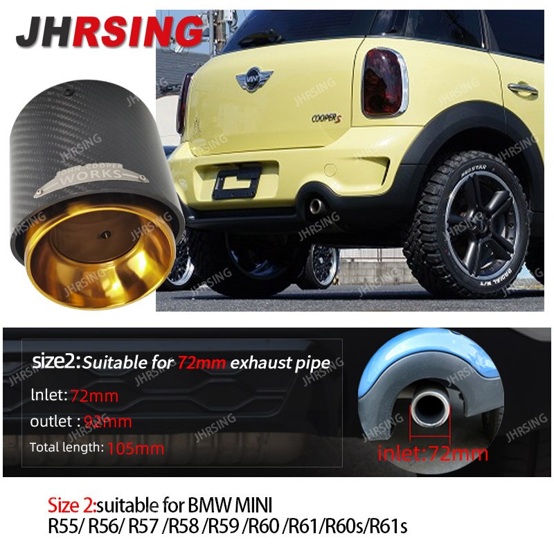 Carbon Fiber Mini Exhaust Tip Muffler Tips Fit for R55 R56 R57 R58 R59 R60 R61 F54 F55 F56 F57 F60 mini Cooper