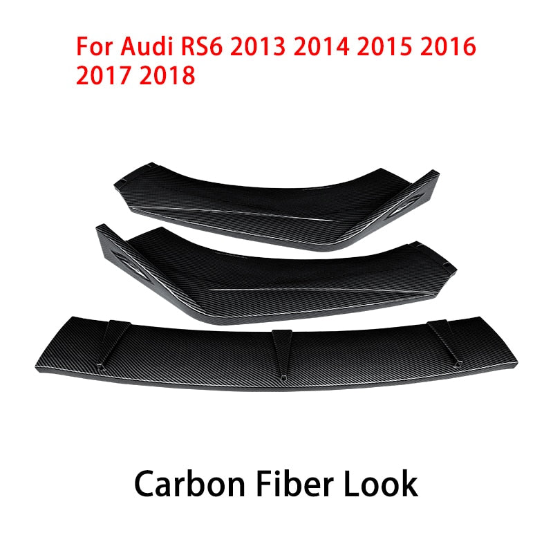 For Audi RS6 2013-2018 2016 2017 Car Front Bumper Splitter Lip Body Kit Spoiler Diffuser Deflector Carbon Fiber Look Accessories