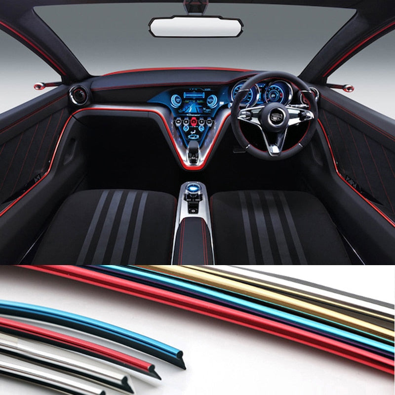 Universal Car Moulding Decoration Flexible Strips 5M/1M Interior Auto Mouldings Car Cover Trim Dashboard Door Edgein Car-styling