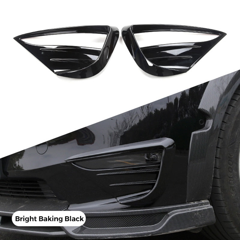 Tesla Model Y Fog Lamp Spoiler Blade Trim Protective Cover Woof Tooth Wind Knife ABS Decoration Sticker Car Accessories