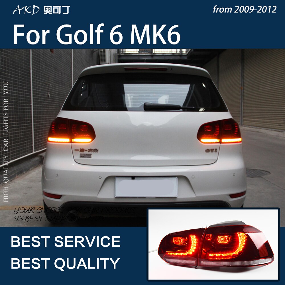 Car Lights For Golf 6 2009-2012 R20 Golf6 MK6 LED Auto Taillights Assembly Rear Dynamic Lamp Highlight Tools Accessories