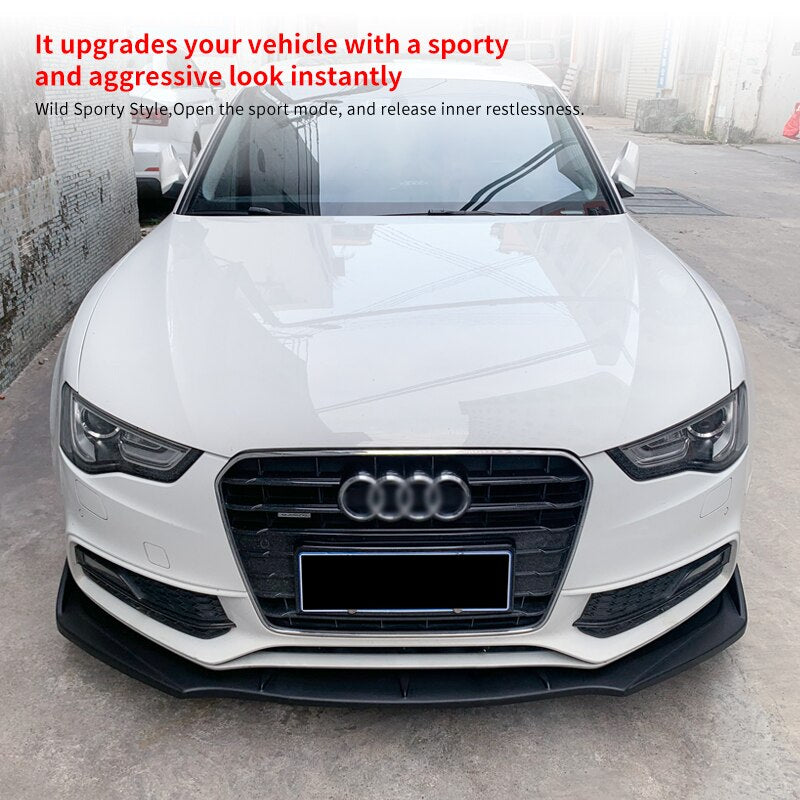 Car Front Bumper Splitter Lip Body Kit Spoiler Diffuser Deflector Carbon Fiber Look Accessories For Audi A5 2012 2014 2015 2016