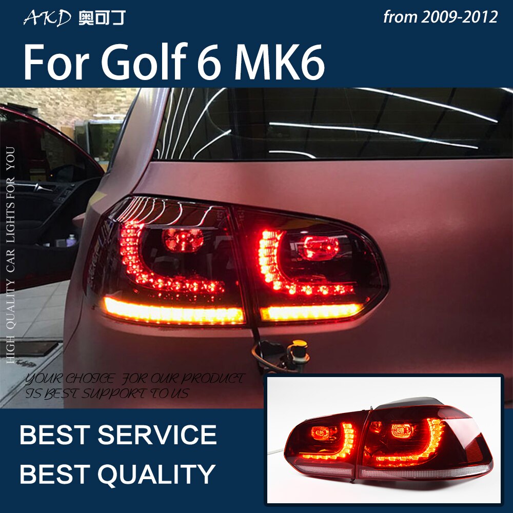 Car Lights For Golf 6 2009-2012 R20 Golf6 MK6 LED Auto Taillights Assembly Rear Dynamic Lamp Highlight Tools Accessories