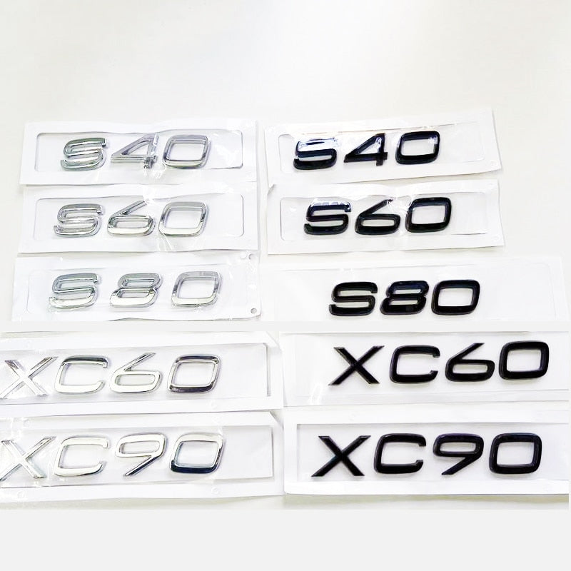 3D ABS Black Car Emblem Sticker For Volvo Letters On The Trunk XC60 XC90 S60 V40 V50 V60 C30 S80 S40 XC40 XC70 S90 Accessories