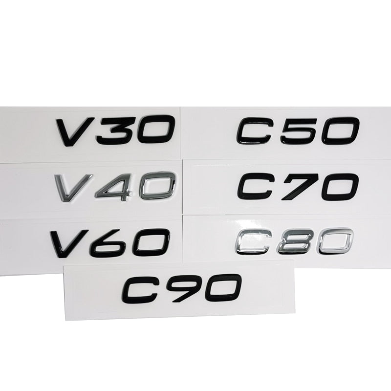 3D ABS Black Car Emblem Sticker For Volvo Letters On The Trunk XC60 XC90 S60 V40 V50 V60 C30 S80 S40 XC40 XC70 S90 Accessories