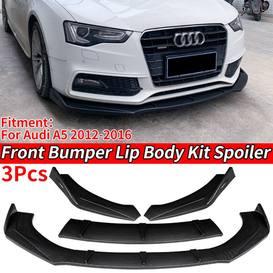 Car Front Bumper Splitter Lip Body Kit Spoiler Diffuser Deflector Carbon Fiber Look Accessories For Audi A5 2012 2014 2015 2016