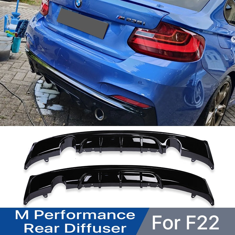 Carbon Fiber M Performance M Sport M Tech Rear Diffuser Bumper Body Kit For BMW 2 Series F22 F23 2014-2020 Glossy Black