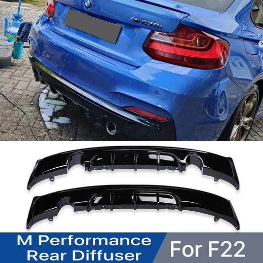 Carbon Fiber M Performance M Sport M Tech Rear Diffuser Bumper Body Kit For BMW 2 Series F22 F23 2014-2020 Glossy Black