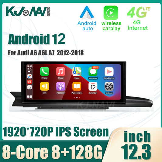 12.3 Inch Android 12 Touch Screen For Audi A6 A6L A7 2012 - 2019 Car Accessories Carplay Monitor Multimedia Auto Radio Player