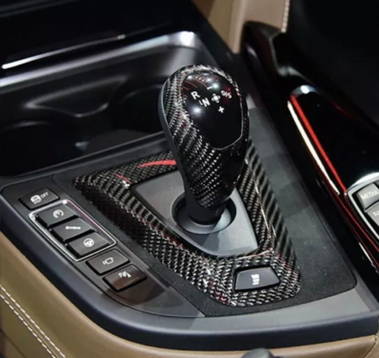 Carbon Fiber Gear Knob Stick Cover + Surround -Fits M3 M4 F80-F83