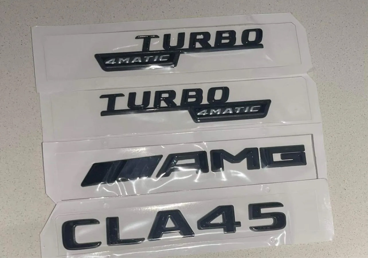 CLA45 AMG Turbo 4Matic + Gloss Black Rear Boot Badge Emblem CLA Class Mercedes