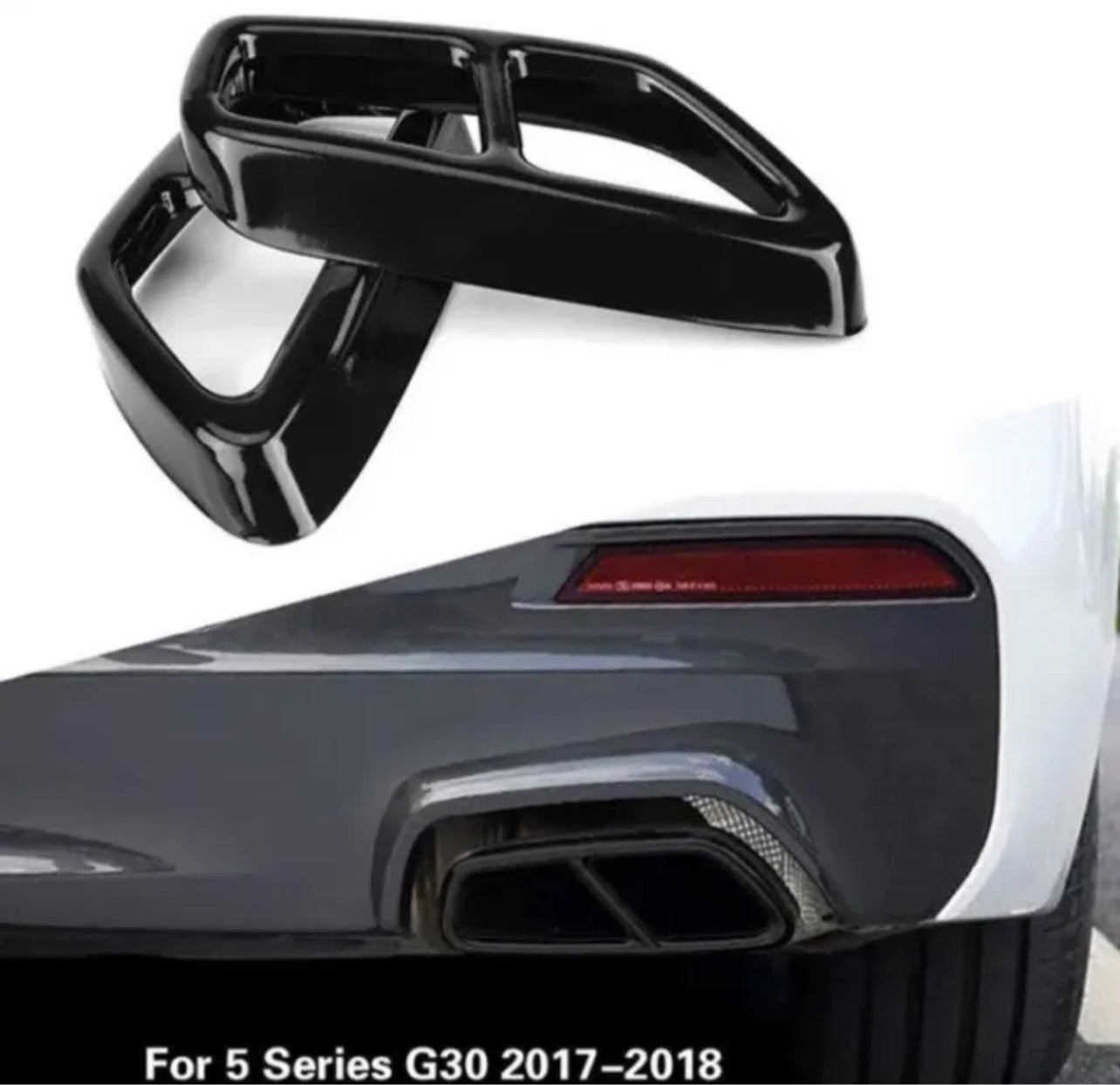 BMW 5 Series G30 G31 2017 2018 Exhaust Tailpipes Pipe Tip Cover Trim Black