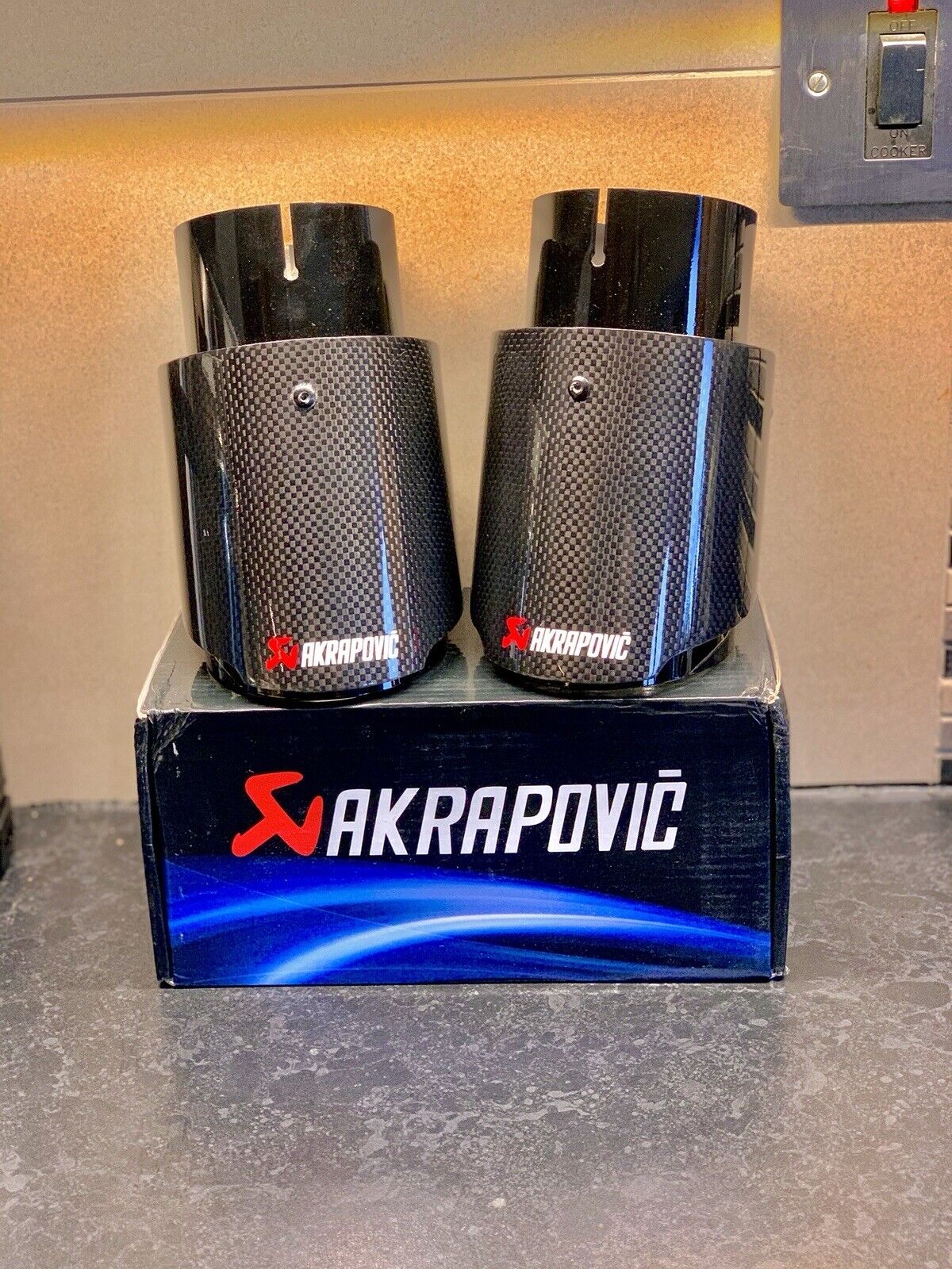 Akrapovic Exhaust Tips Carbon Fibre Gloss Black 3.5” Universal Fitment x2 (select your size)