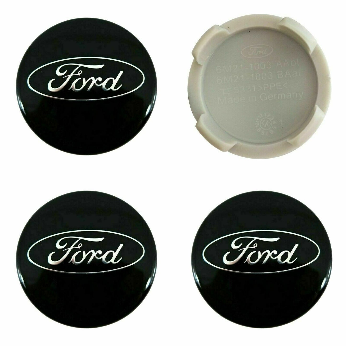 Black Ford Centre Caps 54mm Alloy Wheel Fits Most Models 4PCS