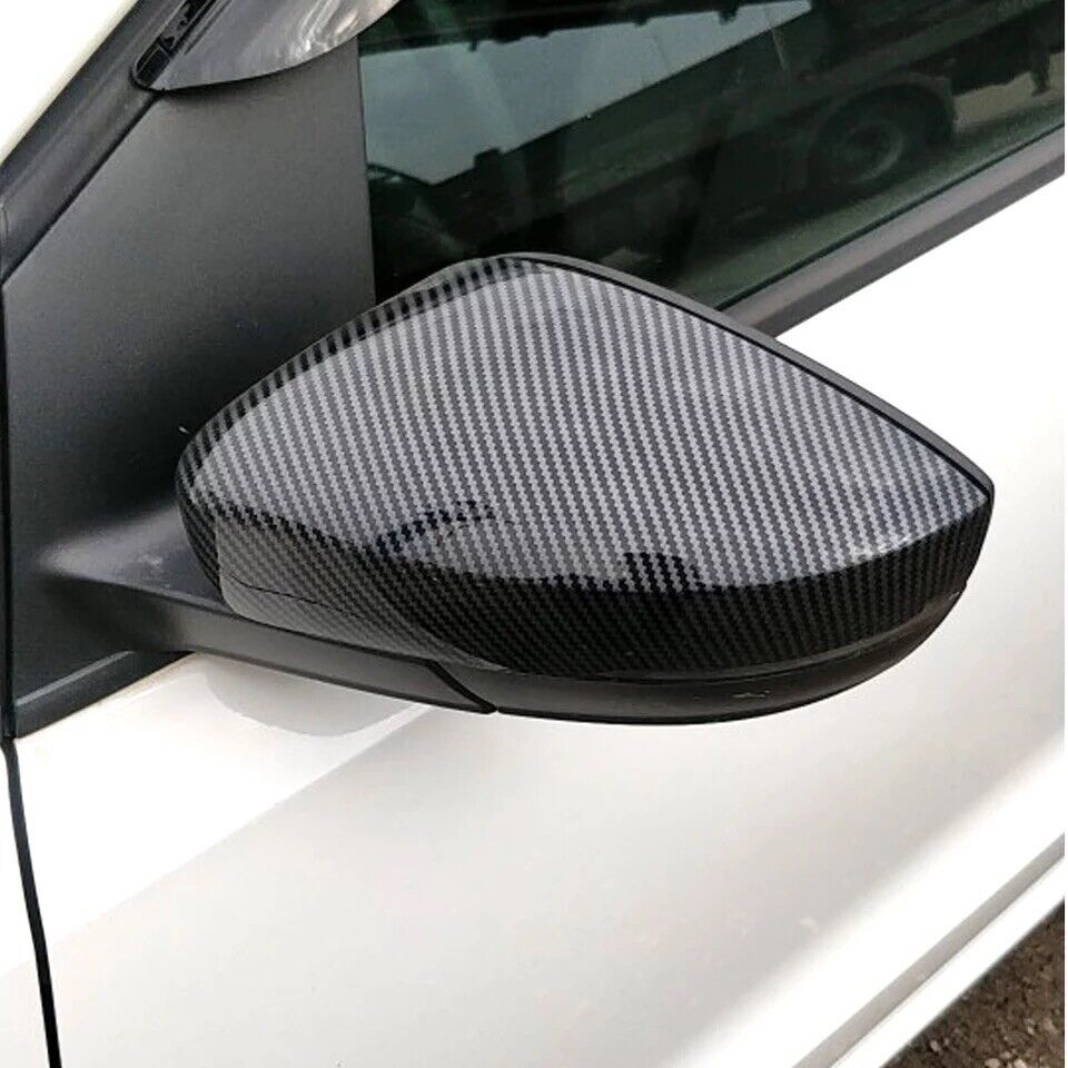 VW Polo Carbon Fiber Wing Mirror Cover Caps For VW Polo 6R 6C X2