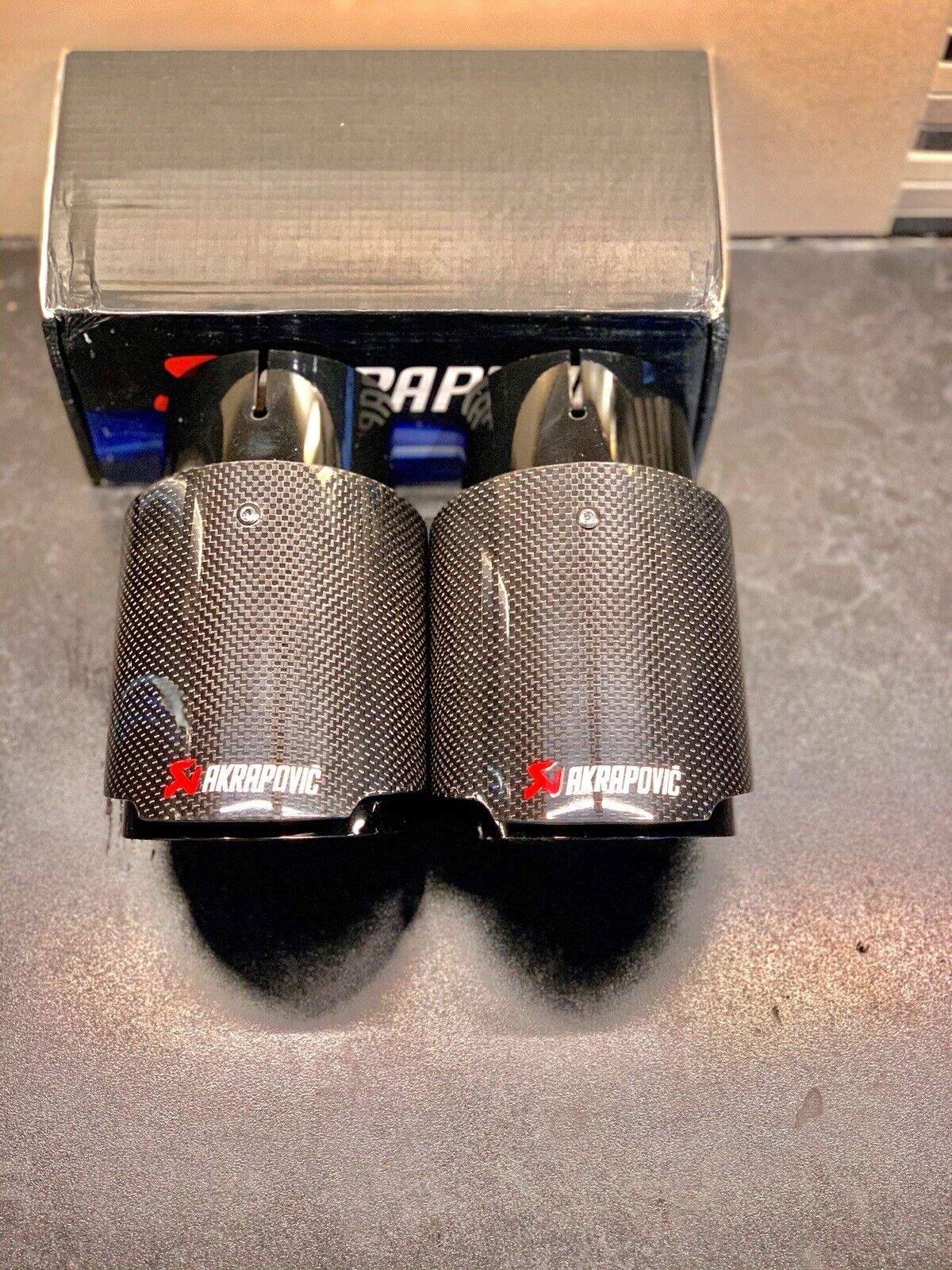 Akrapovic Exhaust Tips Carbon Fibre Gloss Black 4” Universal Fitment x2 (select your size)